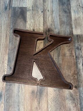 Wooden Letter K Tray - Dark Brown